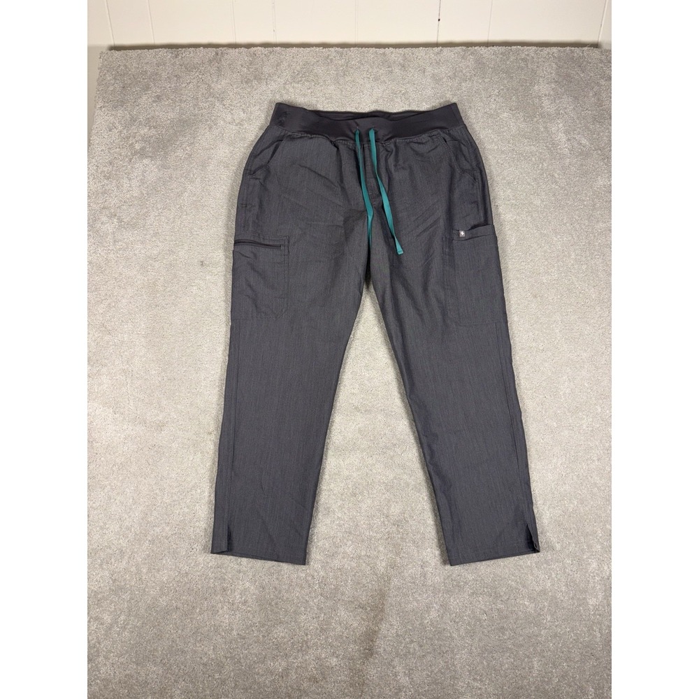 FIGS High Waisted Yola Skinny Scrub Pants Graphite Gray Size XL‎ Pet *small Spot